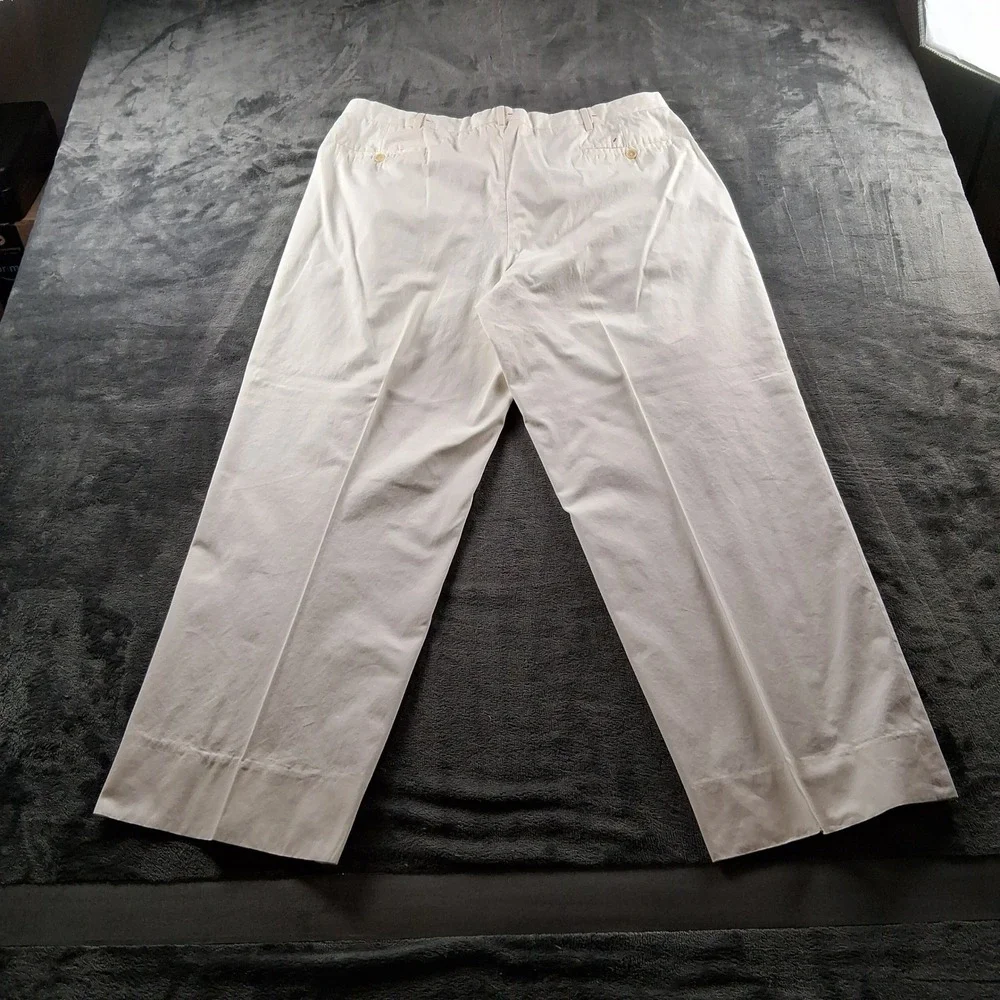Ralph Lauren Purple Label Trousers Mens 40 White Cotton Made in Italy Wide Leg